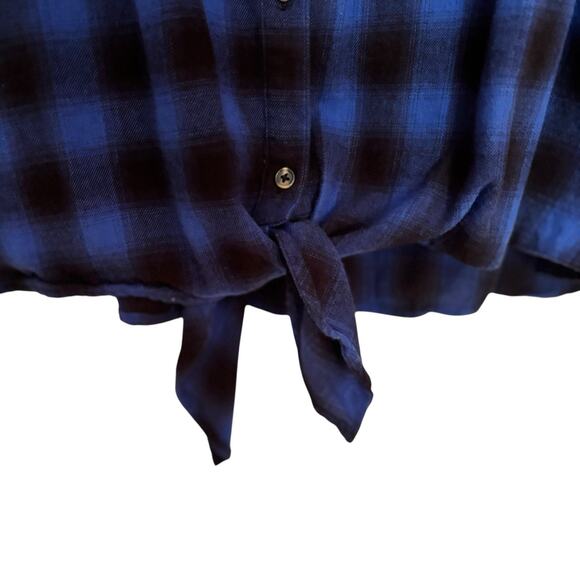 Belle by Kim Gravel Plus Size 2X Button & Tie Front Plaid Top w/ Chest Pocket - Picture 5 of 8